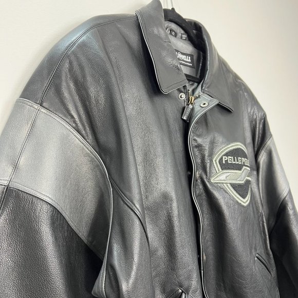 PELLE PELLE Marc Buchanan grey black embellished leather bomber jacket 42 - Picture 3 of 16